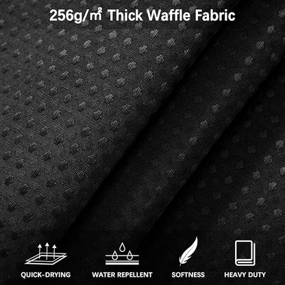 84 inch Long Waffle Textured Fabric Shower Curtains, 256GSM Heavy Duty Weighted Shower Curtains, Hotel Quality Luxury Polyester Bathroom Curtain with 12 Hooks, 72Wx84H