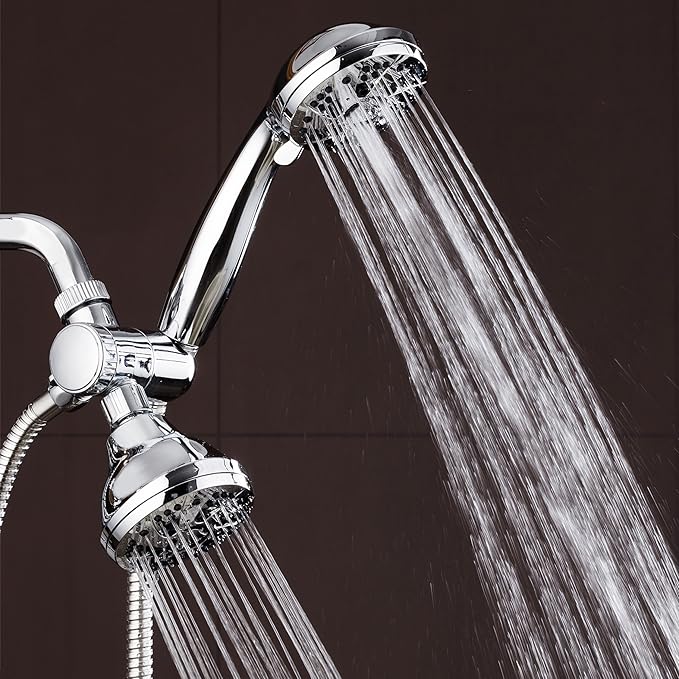 AquaDance Total Chrome High Pressure 3-way 48-setting Rain – Handheld Shower Head Combo – Angle Adjustable, Anti-Clog Jets, Tool-Free Installation - USA Standard Certified – Top U.S. Brand | Enjoy Two 6-Setting Rain & Hand Showerheads Separately or Tog...