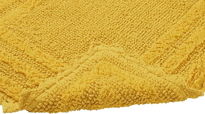 Better Trends Lilly Crochet Collection 100% Cotton 2 Piece Set (17" x 24" | 24" x 40") Bath Rug Set in Yellow