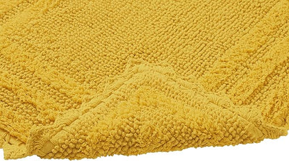 Better Trends Lilly Crochet Collection 100% Cotton 2 Piece Set (17" x 24" | 24" x 40") Bath Rug Set in Yellow