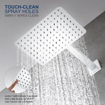 KENES Chrome Shower Set with Tub Faucet, Square Tub Shower Faucet Set | Shower Faucet with 10-Inch Rain Shower Head, Square Shower System, Valve Included, Lead-Free cUPC & NSF Certified, Stainless