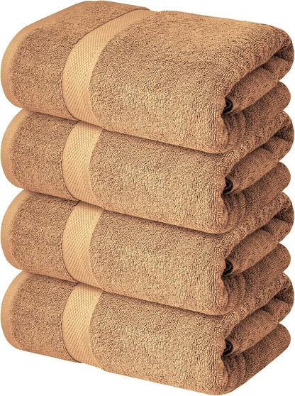 Infinitee Xclusives 100% Ring-Spun Cotton Bath Towels for Bathroom - Pack 4 | Luxury Super Soft, Absorbent & Quick-Drying |27x54 inches| Large Bathroom Towels Set |600 GSM| Gym, Shower, Spa & Hotel Use