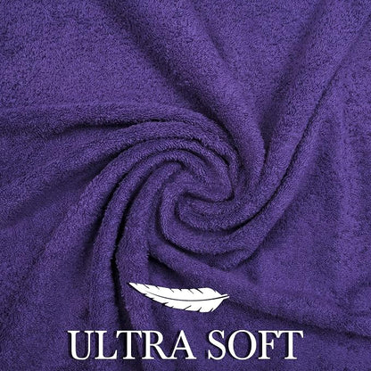 CRAFTBERRY- 6 Piece Cotton Bath Towel Set- 2 Bath - 2 Hand - 2 Face, Purple | 100% Cotton • Thick & Plush • Hotel Quality • Ultra Soft • Highly Absorbent • Quick Dry • Low Lint • Machine Washable