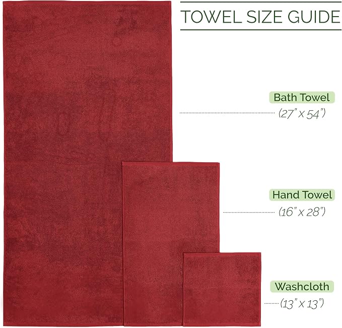 Elegant Comfort 100% Turkish Cotton Corduroy Ribbed Luxury Bath Towels 6-Piece Set, Premium Feel - Quick Dry, Highly Absorbent, Contains 2 Bath Towels, 2 Hand Towels, and 2 Washcloths, Burgundy