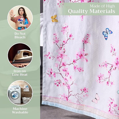 Maison d' Hermine Shower Curtain 100% Cotton One Panel 70"x72" Washable Fabric Shower Curtains for Bathroom, Easy Hanging with 12 Button Holes - Home Hotel Spa Easter Gifts(Blossoms in Spring)