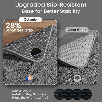 Ophanie 2x6 Washable Runner Rug for Hallway,Non-Slip Fluffy Soft Bedside Rugs, Bedroom Living Room Grey Shaggy Gray Carpet for Kids Girls Boys Dorm Nursery Home Decor Aesthetic