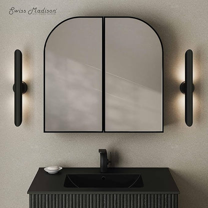 Swiss Madison Porte 32 x 31 Arched Recessed/Wall Mount Medicine Cabinet with Mirror in Black