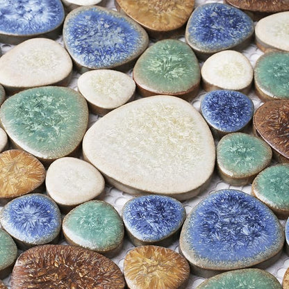 Matte Pebble Tiles for Shower Floor Mosaic Tile for Bathroom Wall Backsplash Floor Non Slip [5 Sheets]