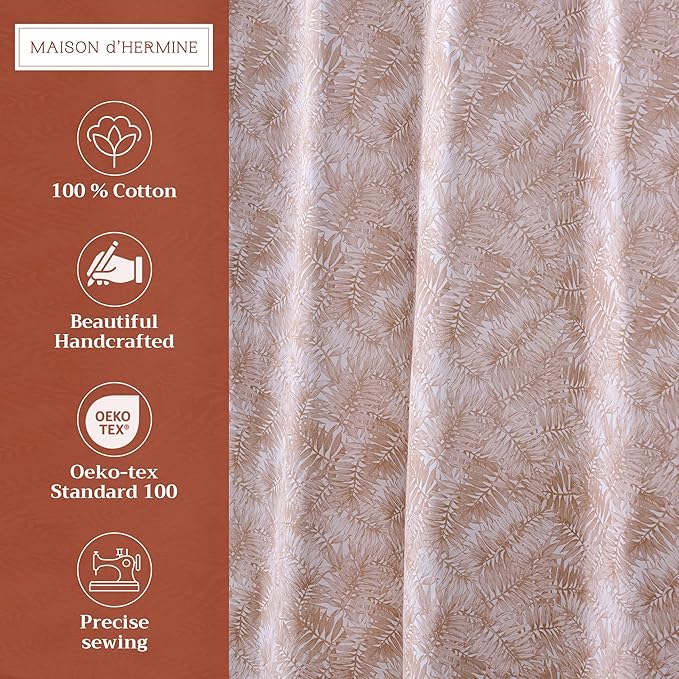 Maison d' Hermine Shower Curtain 100% Cotton One Panel 70"x72" Washable Fabric Shower Curtains for Bathroom, Easy Hanging with 12 Button Holes - Home Hotel Spa Easter Gifts (Bamako)