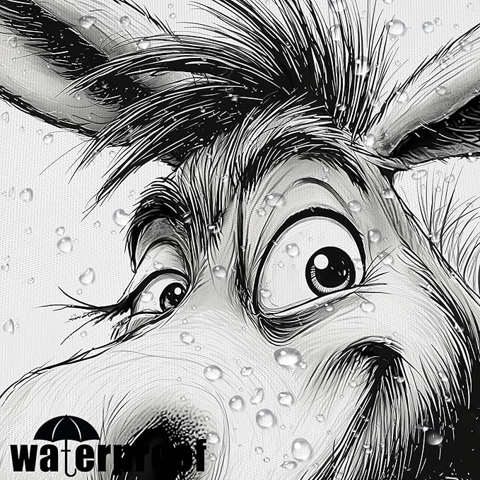 Funny Donkey Shower Curtain Rustic Farmhouse Shower Curtains for Bathroom Black and White Grin Donkey Fun Cute Animal Wildlife Waterproof Fabric Bath Curtain Decor 72 X 72 Inch