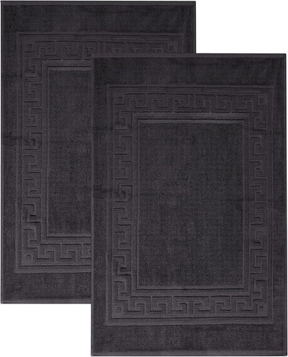 Superior Heavyweight Cotton Bath Mats, Bath Rugs For Bathroom Accessories, Washable Rug For Shower, Bath, Toilet, Modern Decor, No Backing, Luxury Hotel And Spa Quality, Set of 2, 22" x 35", Black