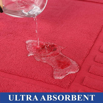 Superior 100% Cotton Bathmat Set, Bath Mat, Bathroom Decor, Shower, Bathtub Essentials, Home Accessories, Washable Rug, Absorbent, Quick Dry, Leo Collection, Set of 2, 22" x 35", Cranberry