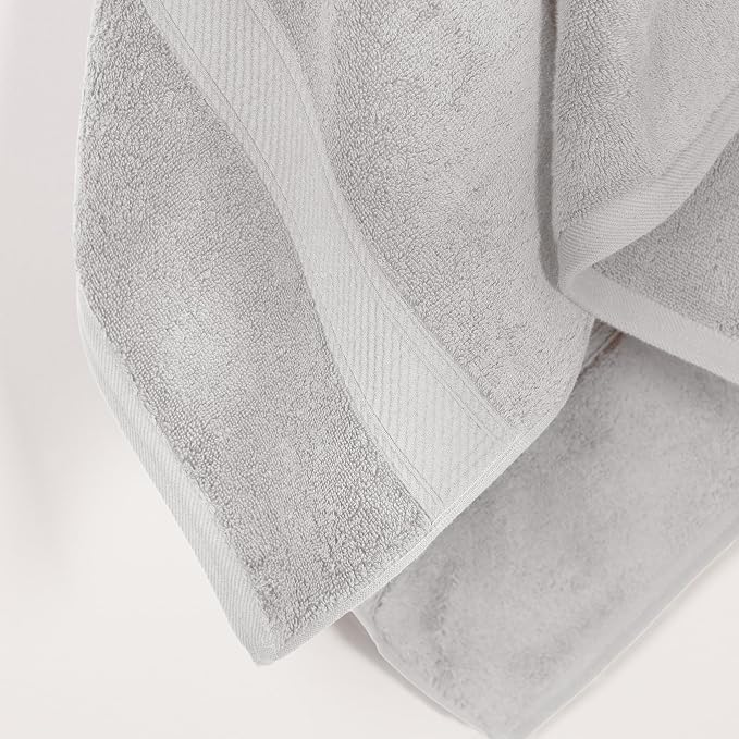 Superior Solid Egyptian Cotton Bath Towel Set, 30" x 55", Silver, 2-Pieces | Quick Dry, Soft Luxury Towel Set, Bath Essentials for Bathroom, Guest Bath, Spa, 2 Piece Bath, Madeline Towels
