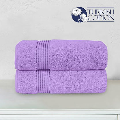 Elegant Comfort Premium Turkish Cotton 2 Pack Bath Towel Set - 27 x 54 inch, Luxurious Hotel Spa Quality 100% Turkish Cotton 2PC Bath Towel Set - Highly Absorbent - Soft Bathroom Towels, Lilac