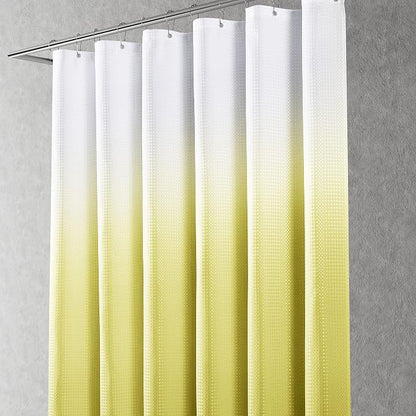 Shower Curtain 72 inches Long for Bathroom 1 Panel Lemon Yellow | 6FT, Ombre Waffle, Shower Curtains with Hook, Water Repellent, Boho Farmhouse, Simple Modern Bath Decor, 72x72