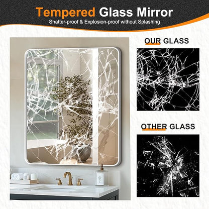 Bathroom Vanity Mirror, Silver Framed Mirror for Over Sink, 36x30 | HD glass, distortion-free for makeup and grooming, Sturdy frame, all mounting hardware, hangs horizontal or vertical