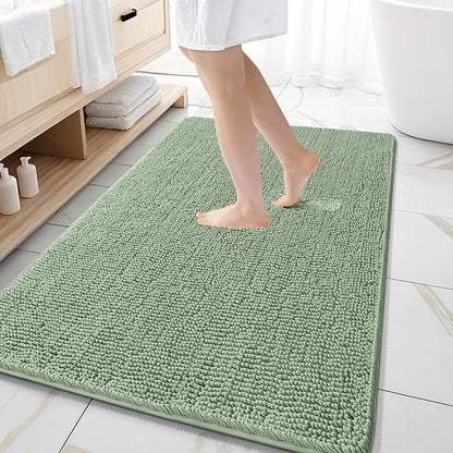 OLANLY Large Bathroom Rugs 59x35, Extra Soft Absorbent Chenille Bath Rugs | Sage Green, Quick-Drying Rubber Backing, Machine Washable Bath Mat for Bathroom Floor, Tub and Shower, Home Decor Accessories