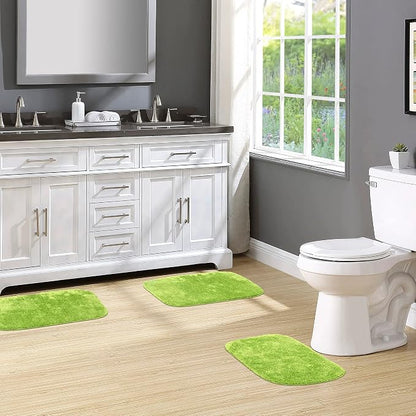 Garland Rug Traditional Nylon Washable Lime-Aid 3 Bath Rugs (17" X 24", 21" X 34", 21" X 34") - Soft, Absorbent, and Stylish for Your Bathroom