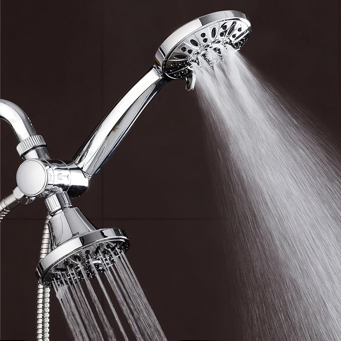 AquaDance Total Chrome Premium High Pressure 48-setting 3-Way Combo for The Best of Both Worlds – Enjoy Luxurious 6-setting Rain Shower Head and 6-Setting Hand Held Shower Separately or Together | Enjoy Two 6-Setting Rain & Hand Showerheads Separately ...