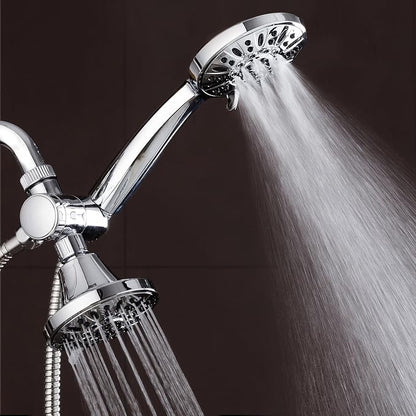 AquaDance Total Chrome Premium High Pressure 48-setting 3-Way Combo for The Best of Both Worlds – Enjoy Luxurious 6-setting Rain Shower Head and 6-Setting Hand Held Shower Separately or Together | Enjoy Two 6-Setting Rain & Hand Showerheads Separately ...