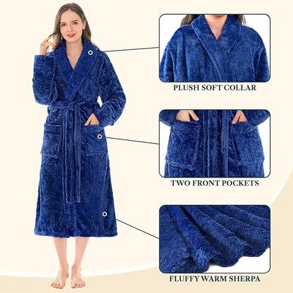 PAVILIA Premium Womens Plush Soft Robe Fluffy, Warm, Fleece Sherpa Shaggy Bathrobe