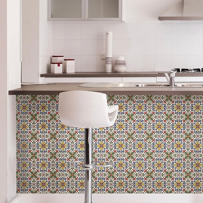 In Home NH2365 Tuscan Tile Peel & Stick Backsplash Tiles, Standard, Multicolor