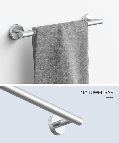 6 Pcs Chrome Bathroom Hardware Accessories Set SUS304 Stainless Steel | Towel Rack and Toilet Paper Holder Set Towel Bar Set Wall Mounted by HOMEMYSTIQUE