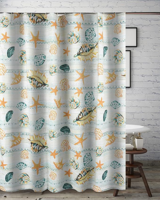 Greenland Home Fashions Fabric Sensations Shower Curtain, Stylish Bathroom Decor, Machine Washable, 72 inches x 72 inches, Kona