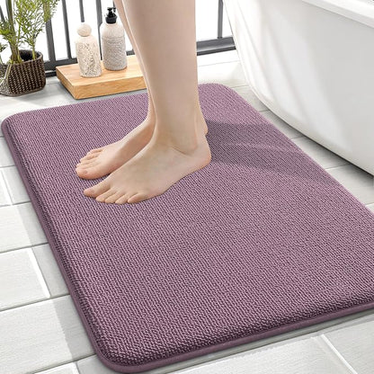 OLANLY Memory Foam Small Bathroom Rugs 24x16, Absorbent Bath Mat, Deep Plum | Soft Quick Dry Bath Rugs, Non-Slip Carpet, Machine Washable Mat for Bathroom Floor, Tub and Shower, Home Decor Accessories