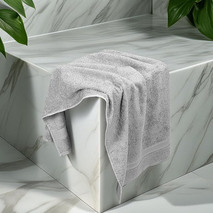 Bulk Large Bath Towels Set of 12 – 100% Cotton Terry – 24" x 50" – Quick Dry, Soft & Highly Absorbent – Light Grey Towels for Bathroom, Gym, Spa, Pool & Daily Use
