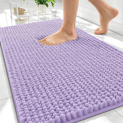 OLANLY Thick Chenille Absorbent Bathroom Rugs Mat 34x21, Lavender | Soft Bath Rugs, Rubber Backing, Machine Wash Dry, Bath Mats for Bathroom, Tub and Shower, Home Decor Accessories