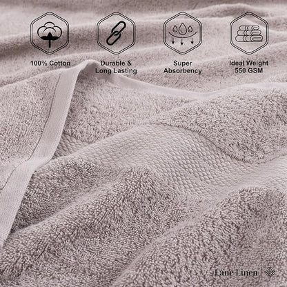 LANE LINEN Bath Sheets Quick Dry 100% Cotton 4 Pack Oversized - Platinum | Hotel Bath Sheets - Oversized & Roomy, Lightweight & Breathable, Fade-Resistant Color, Classic Terry Weave, Densely Woven