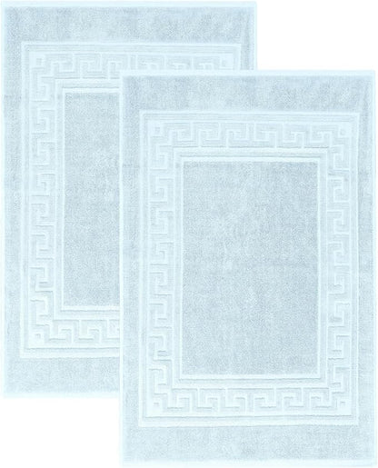 Superior Heavyweight Cotton Bath Mats, Bath Rugs For Bathroom Accessories, Washable Rug For Shower, Toilet, Modern Decor, No Backing, Luxury Hotel And Spa Quality, Set of 2, 22" x 35", Light Blue