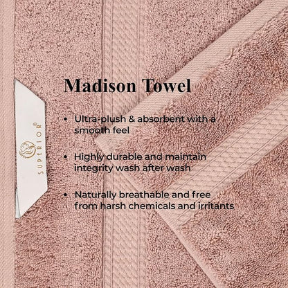 Superior Egyptian Cotton 800 GSM Plush Absorbent, 9 Piece Set, Muted Mauve | Quick Dry, Soft Luxury Towel Set, Bath Essentials, Guest Bath, Spa, 3 Bath, 3 Hand, 3 Face Towel, Madeline Towels