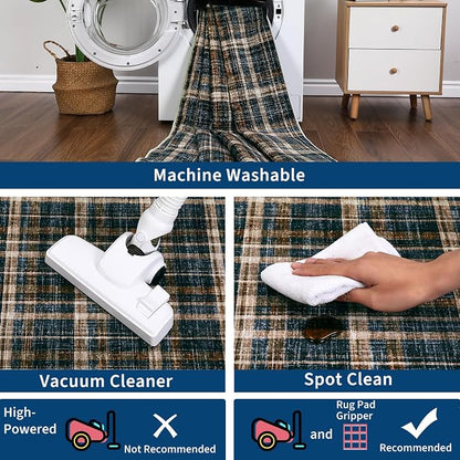 Washable Runner Rug 2x8 Modern Bathroom Rugs Non Slip Kitchen Rugs with Rubber Backing Entryway Rug Soft Non Shedding Stain Resistant Carpet for Laundry Hallway Bedside 2'x8'