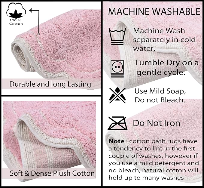 Home Weavers Allure Collection Toilet Lid Seat Cover, Elastic Edges, 100% Cotton Soft Universal Fit for Standard Oblong Round Elongated Bath Room Bowl Lids, Washable, 18"x18" Toilet Lid Cover, Pink