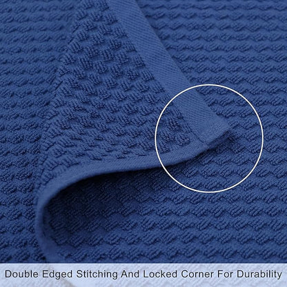 COTTON CRAFT Waffle Bath Towel - Set of 4 Luxury Euro Spa Waffle Weave Towels - 100% Ringspun Cotton - Super Absorbent Quick Dry Bath Towel Set - Oversized 30 inches x 56 inches - Blue