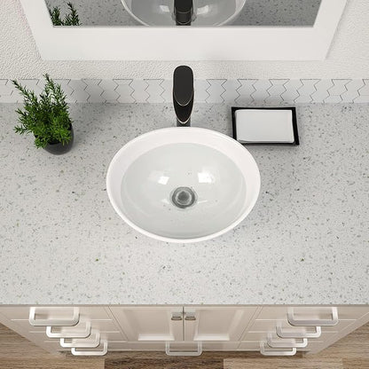 Dcolora Bowl Sink for Bathroom 16"x13" White Oval Vessel Sink Above Counter Vanity Sink Bowl Basin, Boat(Egg) Shape 16"x13" - DC-V8897