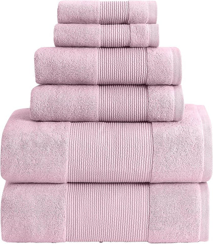 Modern Threads Air Cloud 6-Piece Towel Set - 100% Zero-Twist Cotton, 500 GSM, Quick Dry & Plush, Pink