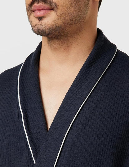 Amazon Essentials Men's Lightweight Cotton Waffle Bath Robe, Mid-Length Loungewear (Available in Big & Tall)
