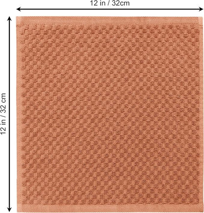 COTTON CRAFT Euro Spa Waffle Wash Cloth - Set of 12 Mocha Washcloth | Luxury Face Towel Set - 100% Cotton - Soft Plush Absorbent Low Lint Quick Dry - Gym Shower Beach Bath Kitchen - 12x12 inches