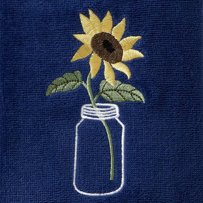 SKL Home Sunflower in Jar Hand Towel Set-2pc, Embroidered, Blue