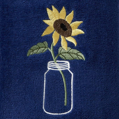 SKL Home Sunflower in Jar Hand Towel Set-2pc, Embroidered, Blue