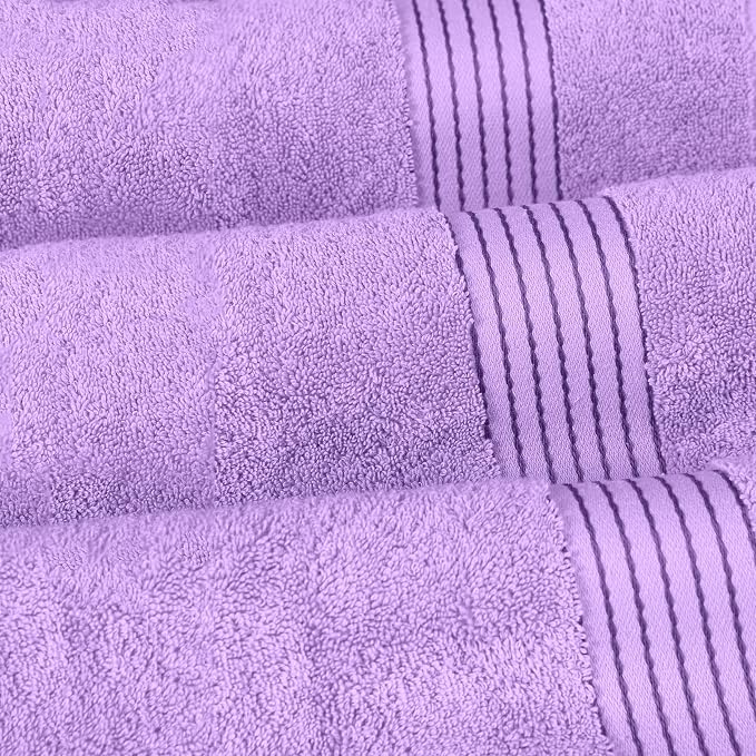 Elegant Comfort Premium Turkish Cotton 6 Pack Washcloths Set - 13 x 13 inch, Luxurious Hotel Spa Quality 100% Turkish Cotton 6PC Washcloth Set - Highly Absorbent - Soft Bathroom Towels, Lilac