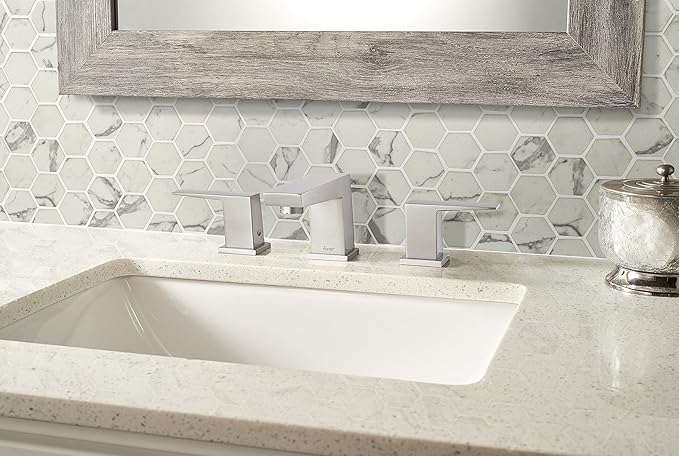 MSI Statuario Celano Hexagon Glass Tile for Kitchen Backsplash, Wall Tile for Bathroom, Accent Wall Tile, and Shower Wall Tile, 12.75 in. x 11.02 in. Mesh-Mounted Mosaic Tile, White