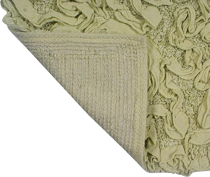 Home Weavers Bell Flower Collection 100% Cotton Tufted Bath Rugs, Extra Soft and Absorbent Bath Rugs, Non-Slip Bath Mats, Machine Washable, Bath Mats for Bathroom Floor, 17"x30" Slice Rug, Green
