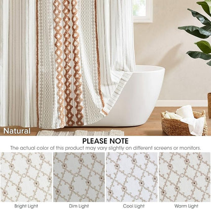 INK+IVY Extra Long Cotton Shower Curtain for Bathroom, Rose Clay, 72 x 84 | Machine Washable, Boho Tufted Chenille Modern Home Bathroom Decor, Bathtub Privacy Screen, OEKO-TEX Certified