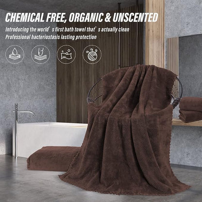 MOONQUEEN 2 Pack Premium Bath Towel Set - Quick Drying - Microfiber Coral Velvet Highly Absorbent Towels - Multipurpose Use as Bath Fitness, Bathroom, Shower, Sports, Yoga Towel (Wood Brown)