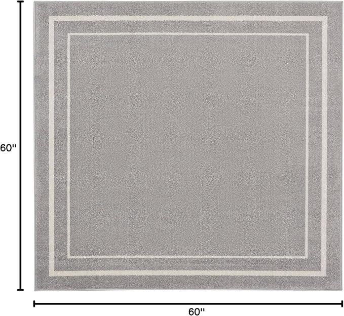 Nourison Home Nourison Essentials Grey Ivory 5' x Square Area Rug - Easy Clean, Non Shedding, Bed Room, Living Room, Dining Room, Kitchen (5' x Square)