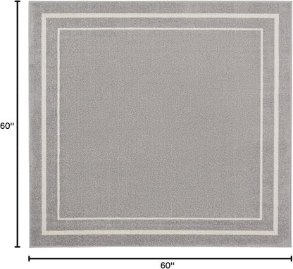 Nourison Home Nourison Essentials Grey Ivory 5' x Square Area Rug - Easy Clean, Non Shedding, Bed Room, Living Room, Dining Room, Kitchen (5' x Square)
